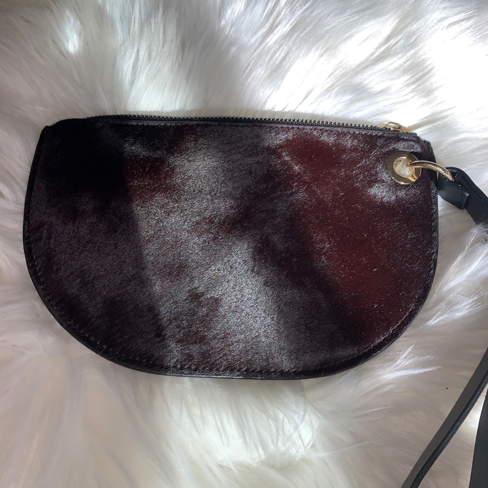 PUNTO FIBBIA Leather & Haircalf Wristlet
